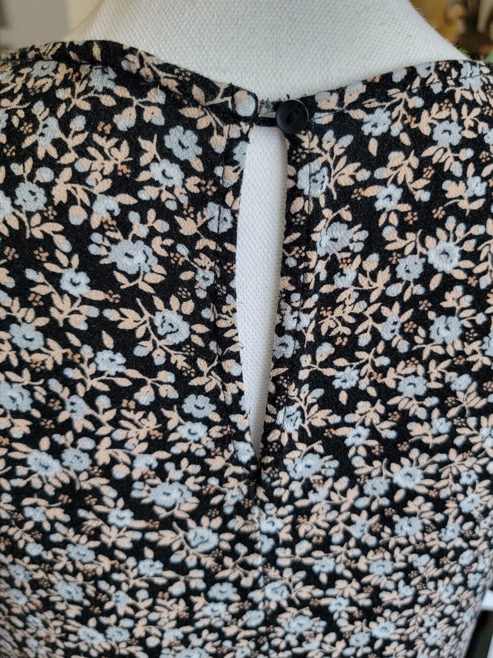 Aerie Garden Party Tiered Midi Dress - Black Floral Short Sleeve - Picture 8 of 11